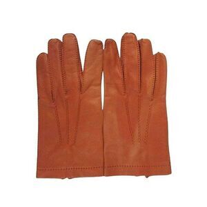 Hermes Leather Gloves Genuine Leather Gloves 8 1 2 Red Brown AA